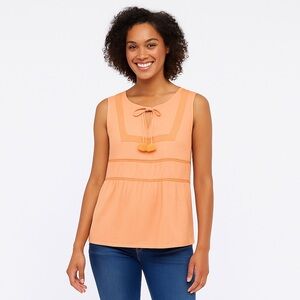 Frye Textured Boho Peplum Top in Vibrant Orange Large